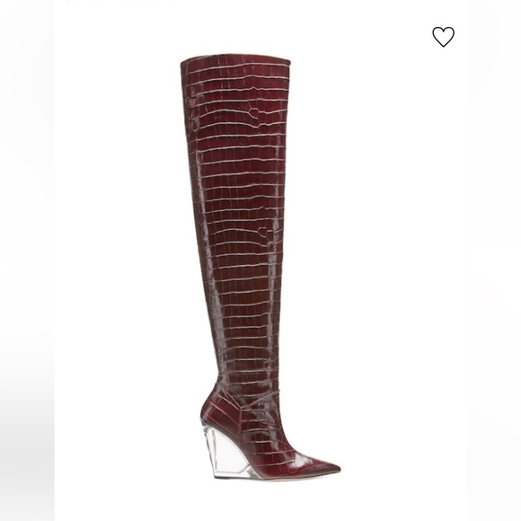 Stuart Weitzman LUCITE 100 WEDGE BOOT AS SEEN ON KIM KARDASHIAN Size 7.5 Plum - Picture 1 of 11